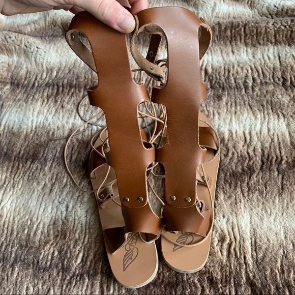 Ancient Greek Sandals Thebes Gladiator Lace-up Brown - Picture 3 of 8